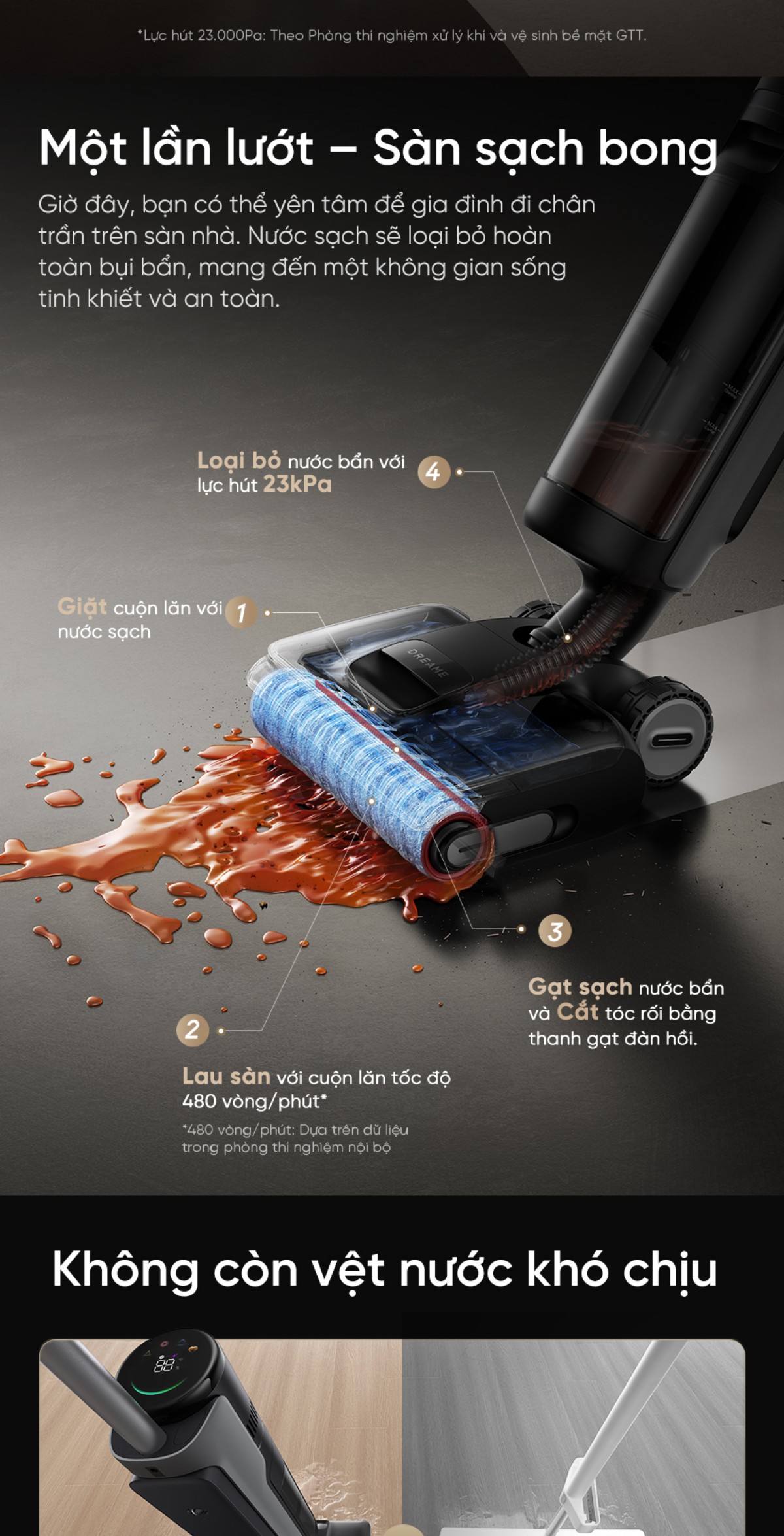 Dreame H13 Dual FlexReach gập nghiêng 180°
