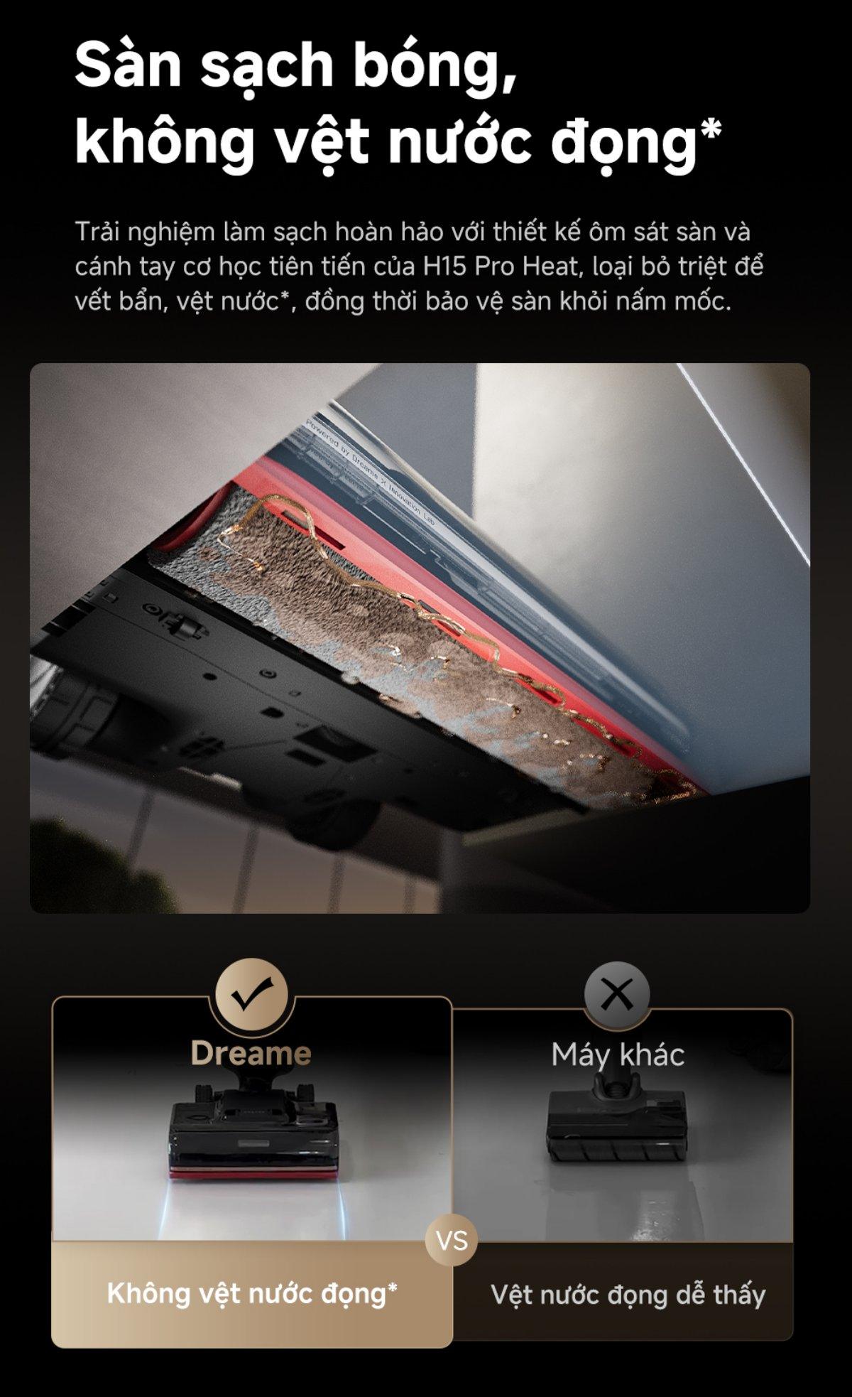 Dreame H15 Pro Heat gập nghiêng 180°