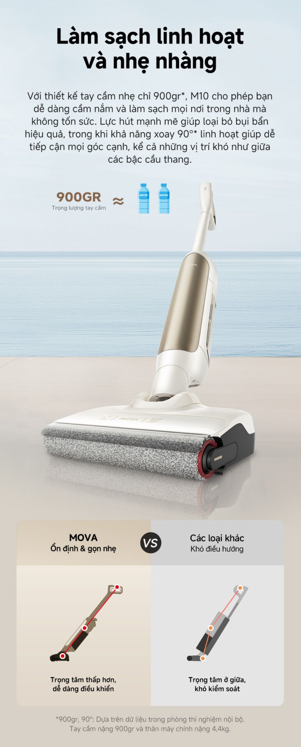 Dreame Mova M10 gập nghiêng 180°