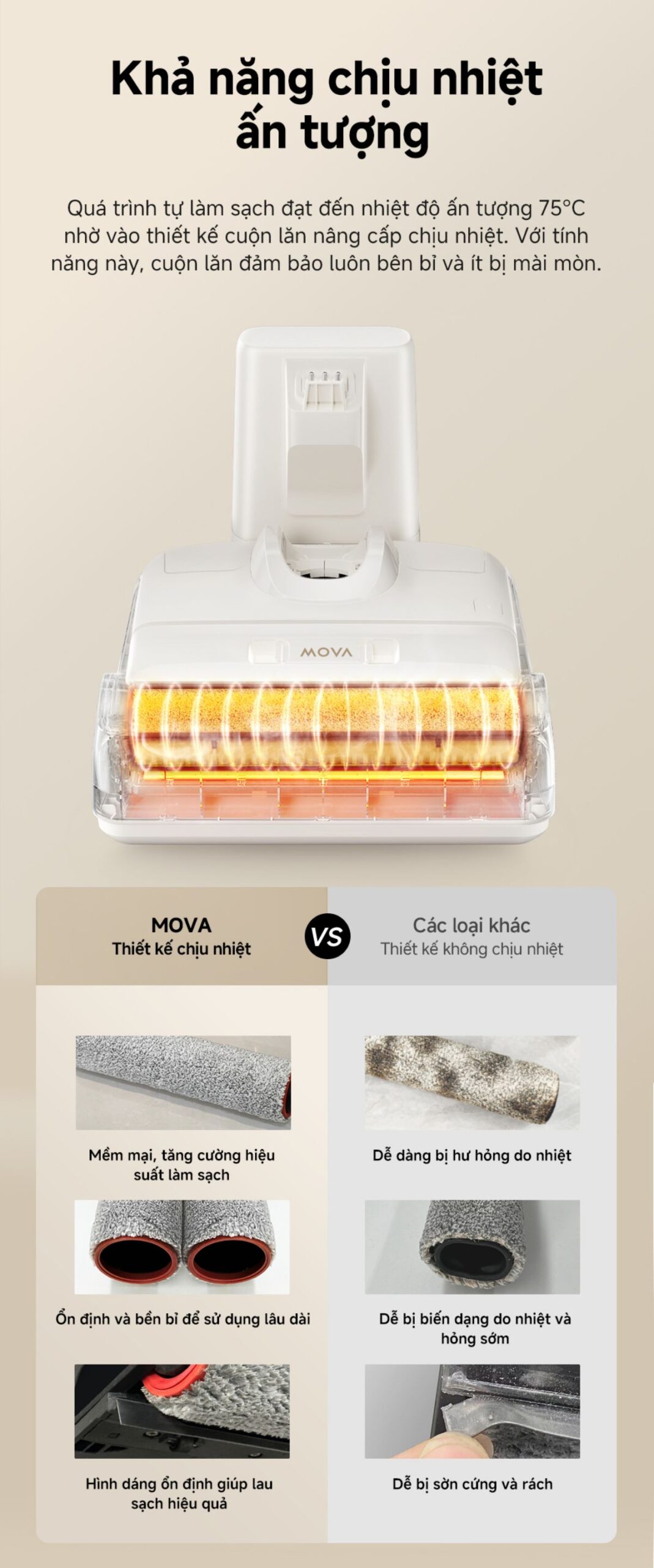 Dreame Mova M10 gập nghiêng 180°