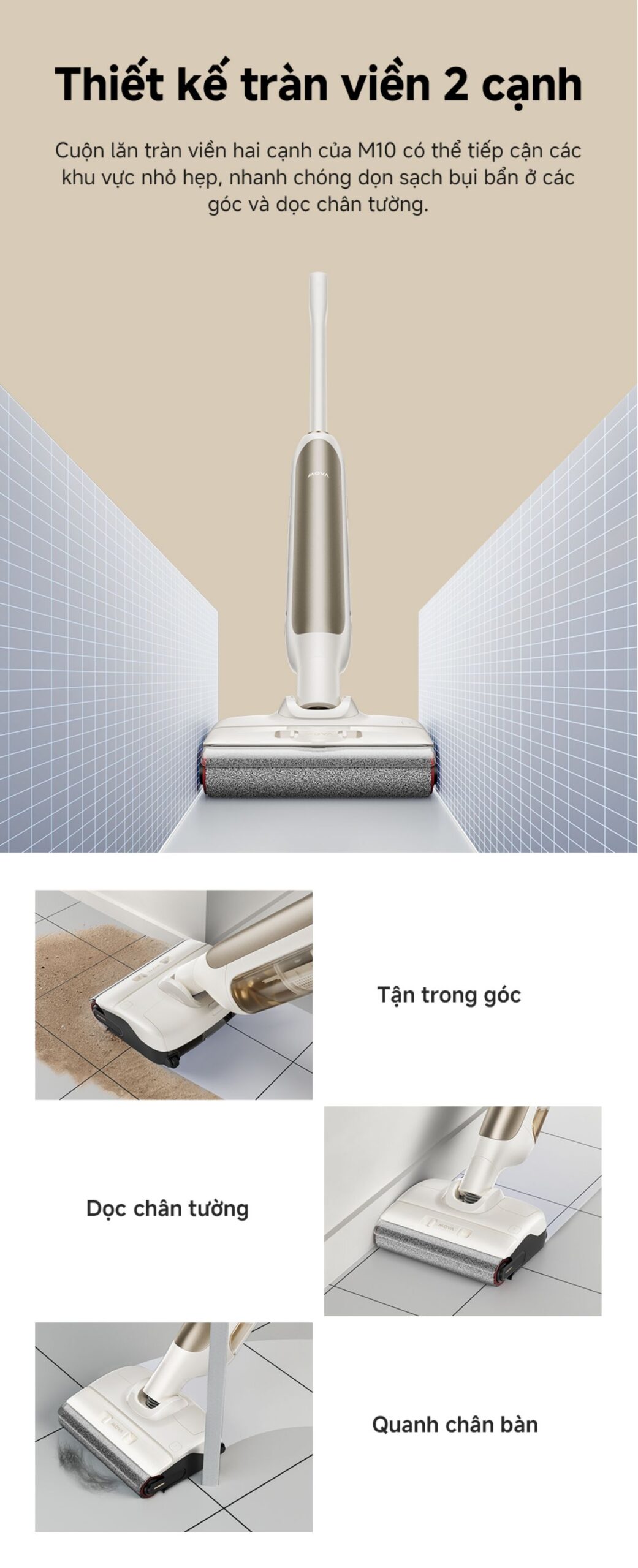 Dreame Mova M10 gập nghiêng 180°