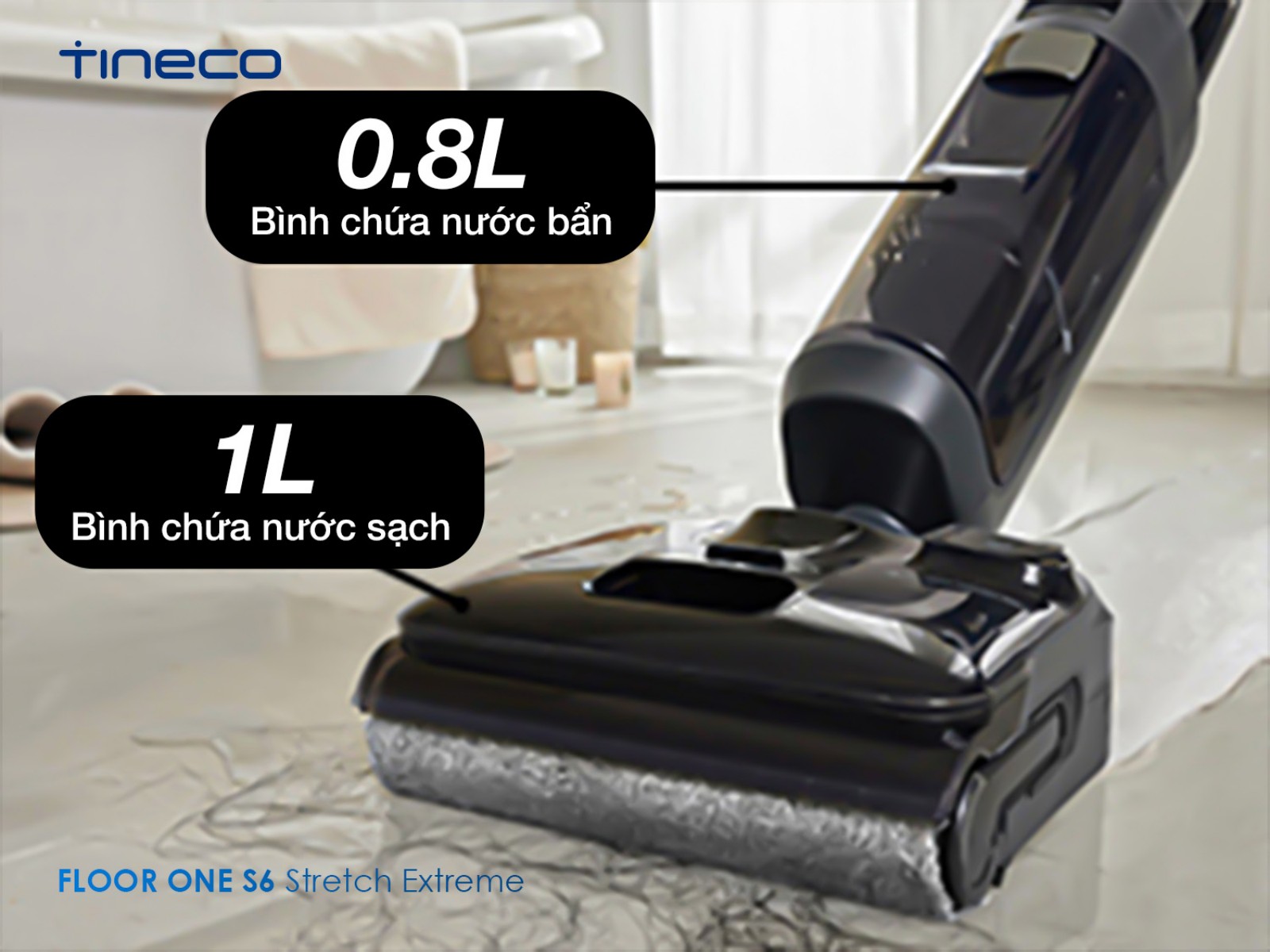 Tineco S6 Stretch Extreme gập nghiêng 180°