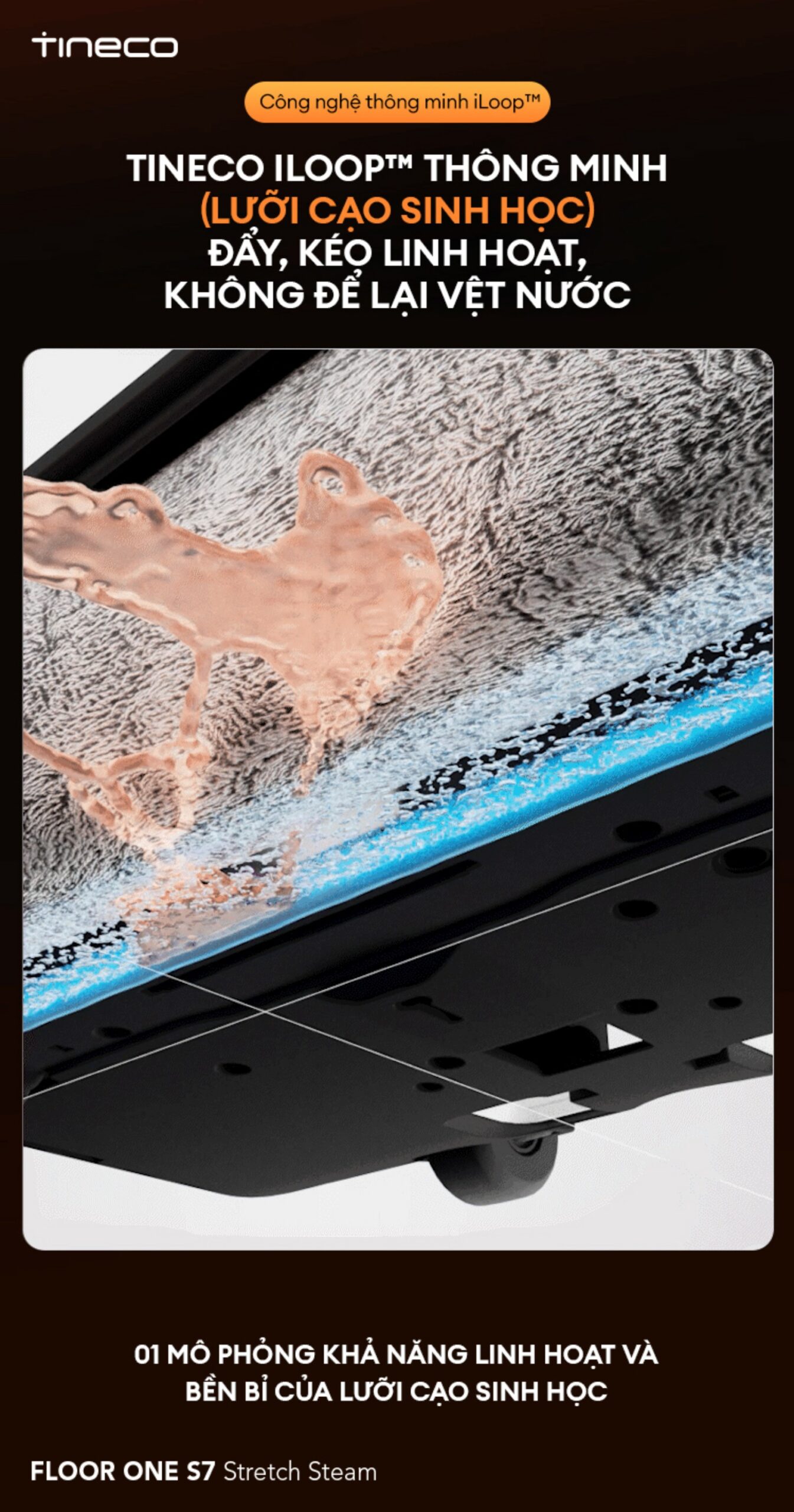Tineco S7 Stretch Steam gập nghiêng 180°
