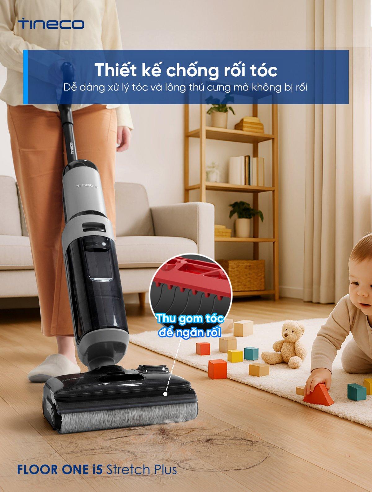 Tineco i5 Stretch Plus gập nghiêng 180°