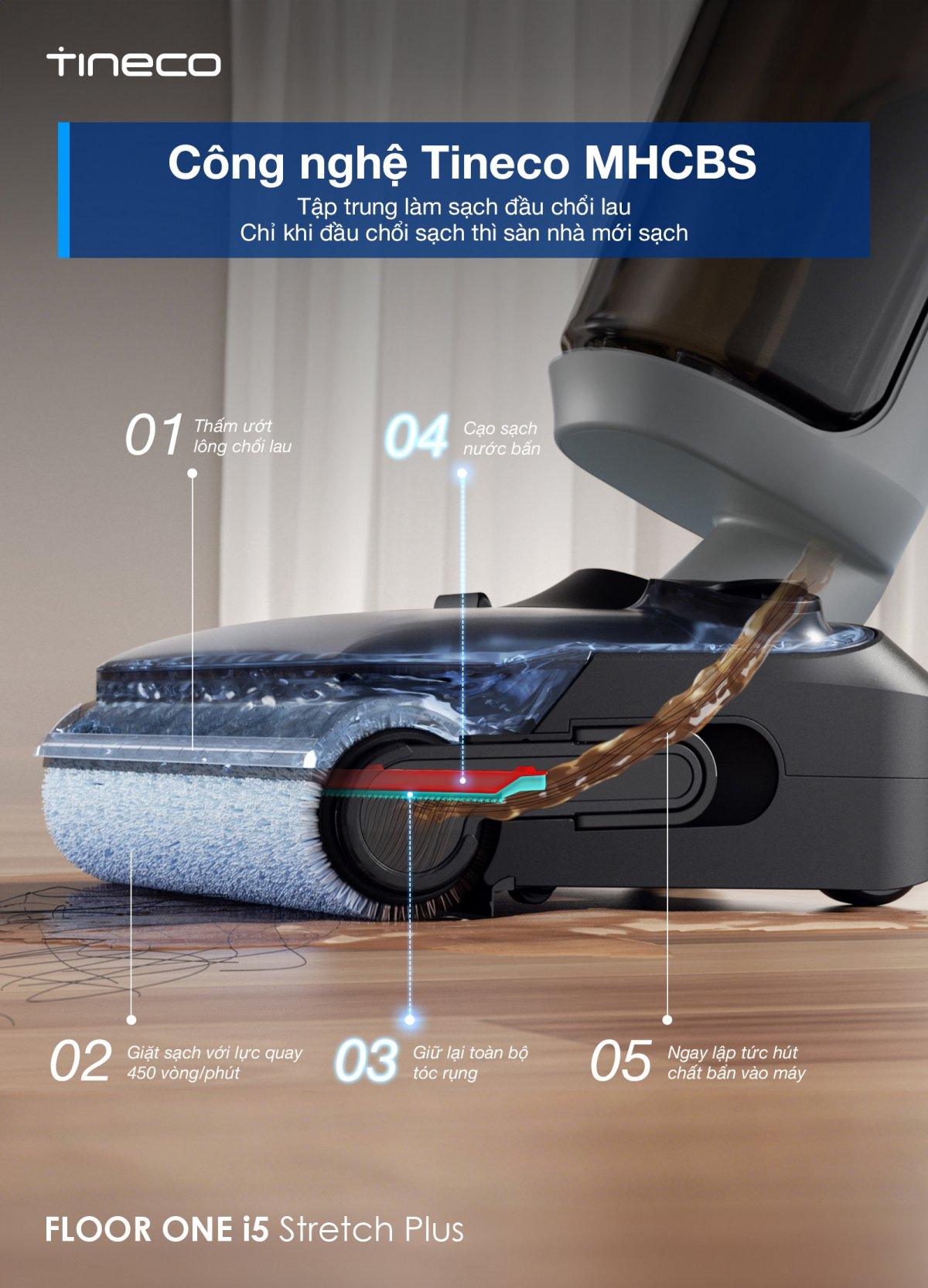 Tineco i5 Stretch Plus gập nghiêng 180°