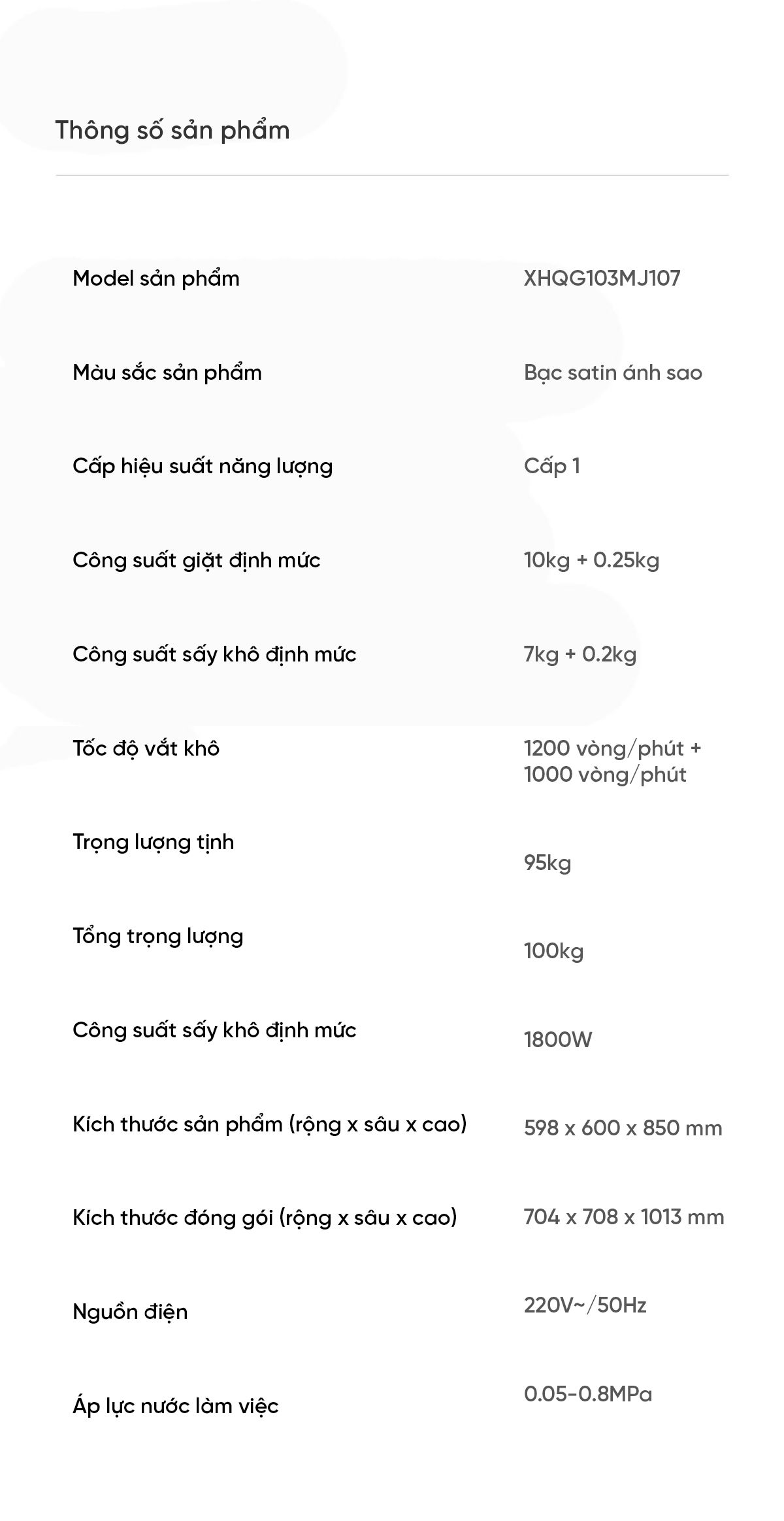 Máy giặt sấy Xiaomi Mijia MJ107, giặt 10kg, sấy 7kg