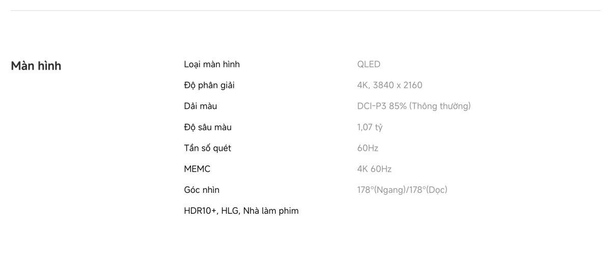 Tivi Xiaomi A Pro 65 Inch - 2026 Bản Quốc Tế - QLED 4K/60Hz - 2GB/8GB