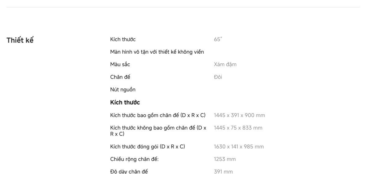 Tivi Xiaomi A Pro 65 Inch - 2026 Bản Quốc Tế - QLED 4K/60Hz - 2GB/8GB